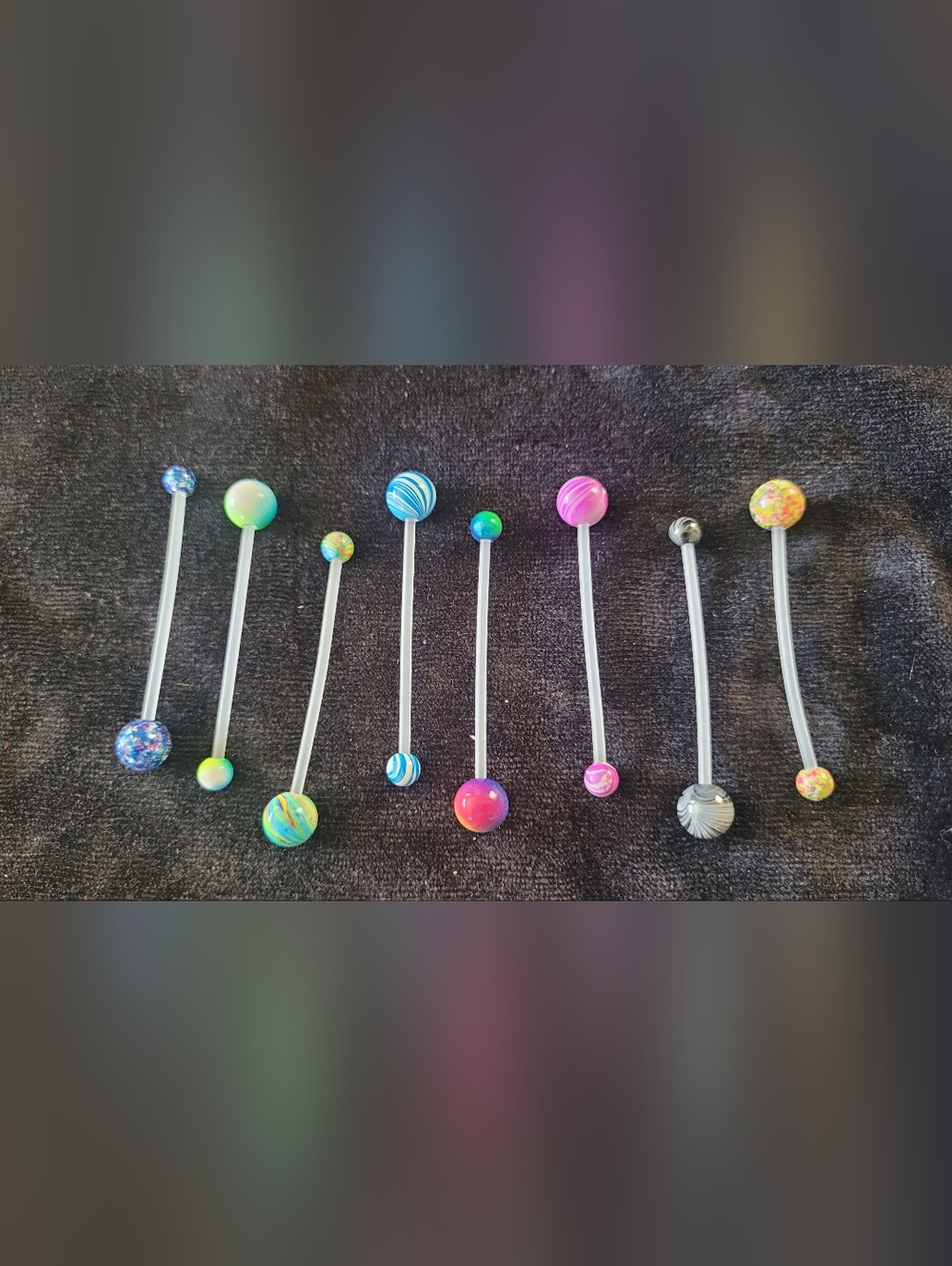 Colorful Swirl Industrial Barbells For Cartilage Piercings - Blue, Pink, Green